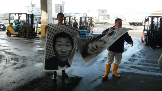 Two merchants from Kesennuma's fish market.。